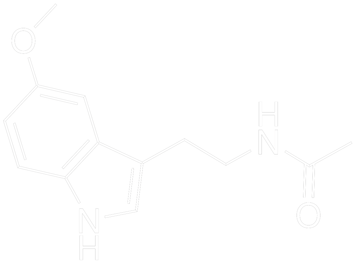 A picture of the Melatonin molecule which is secreted from the pineal gland